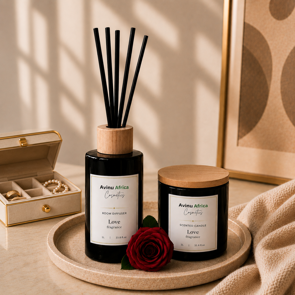 Avinu Africa Scented Candle and Atmosphere Diffuser Combo